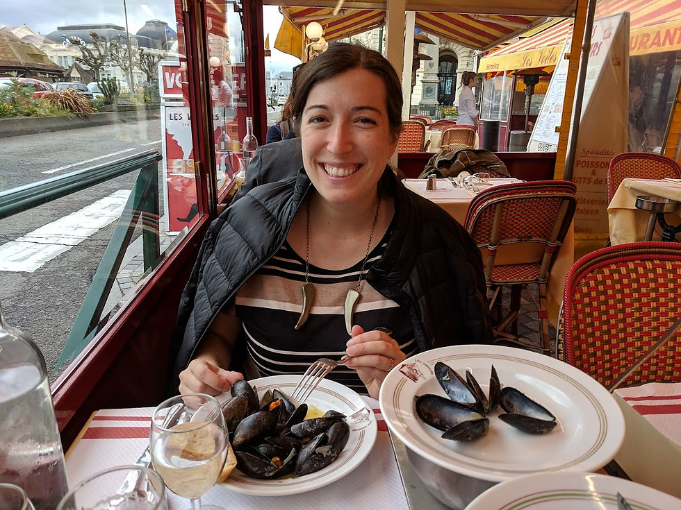 Eating Moules-Frites in Trouville in the North of France