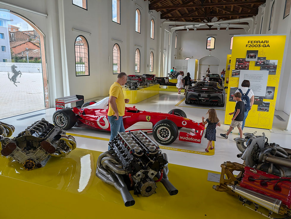 Ferrari Museum interior with engines
