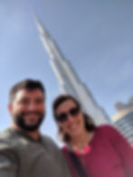 author and husband at tallest building