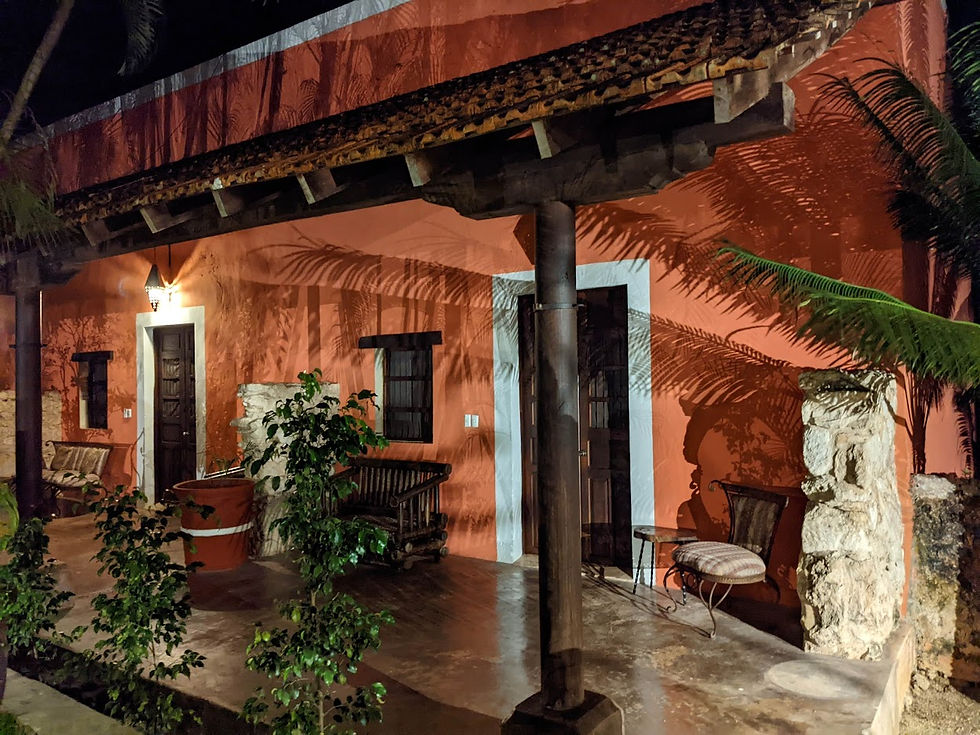 Shadowy room exterior at Hacienda de Sacnicte