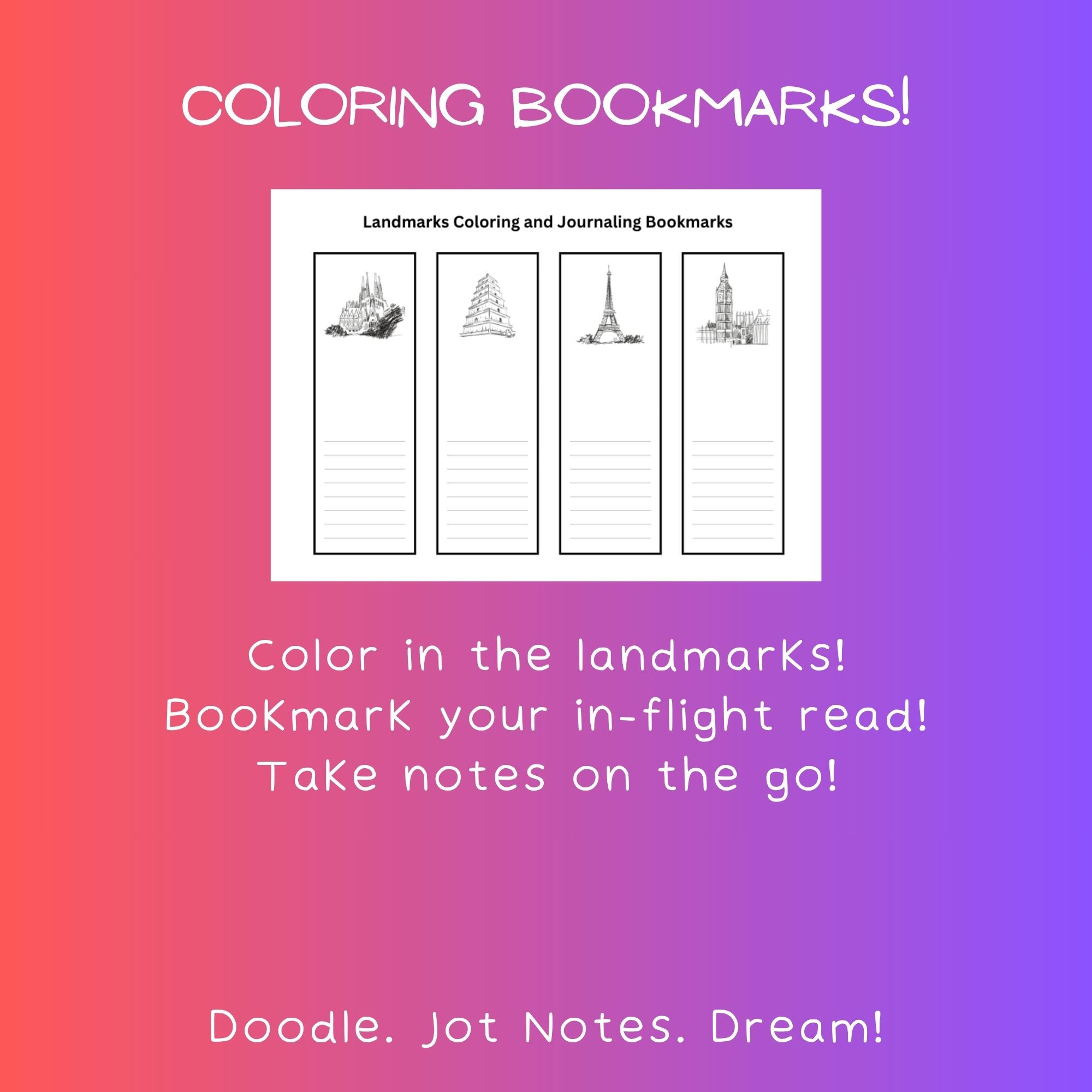 Coloring Bookmarks: Landmarks