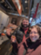 a couple trying stroopwafel liquor