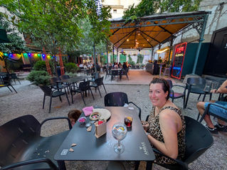woman in a terrace bar