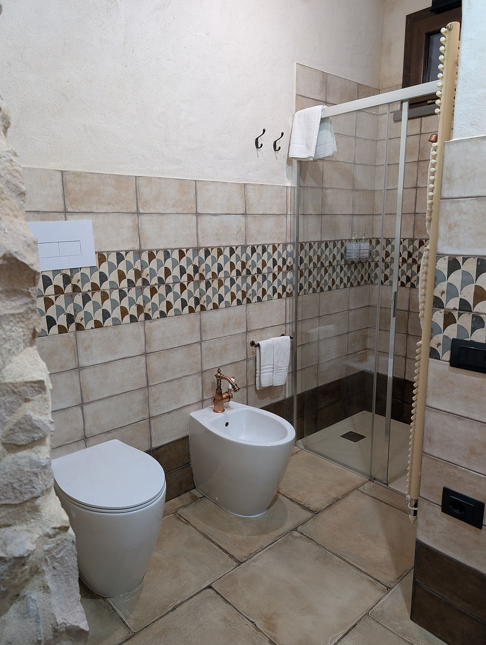 modern bathroom with brown interiors