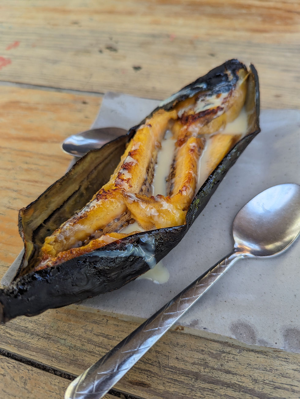 grilled banana with condensed milk