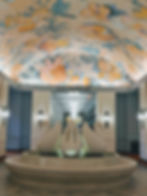 A beautiful pastel palette of color at the Swan Hotel lobby