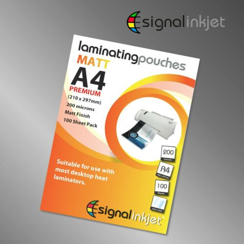 A4 Premium Matt Laminating Pouches Sheets 200 MICRONS 100 SHEET