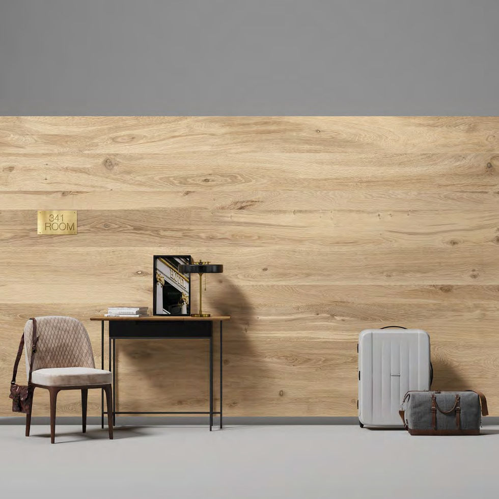 Blonde Oak porcelain slab – room photo