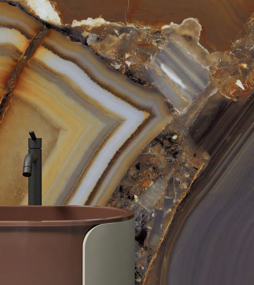 Agate Brown porcelain slab – room photo