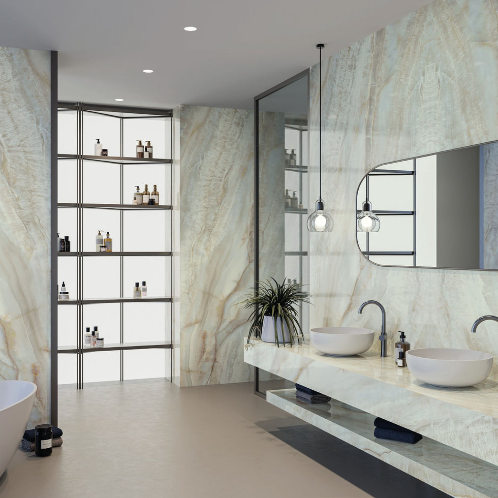 Glam Ivory porcelain slab – room photo