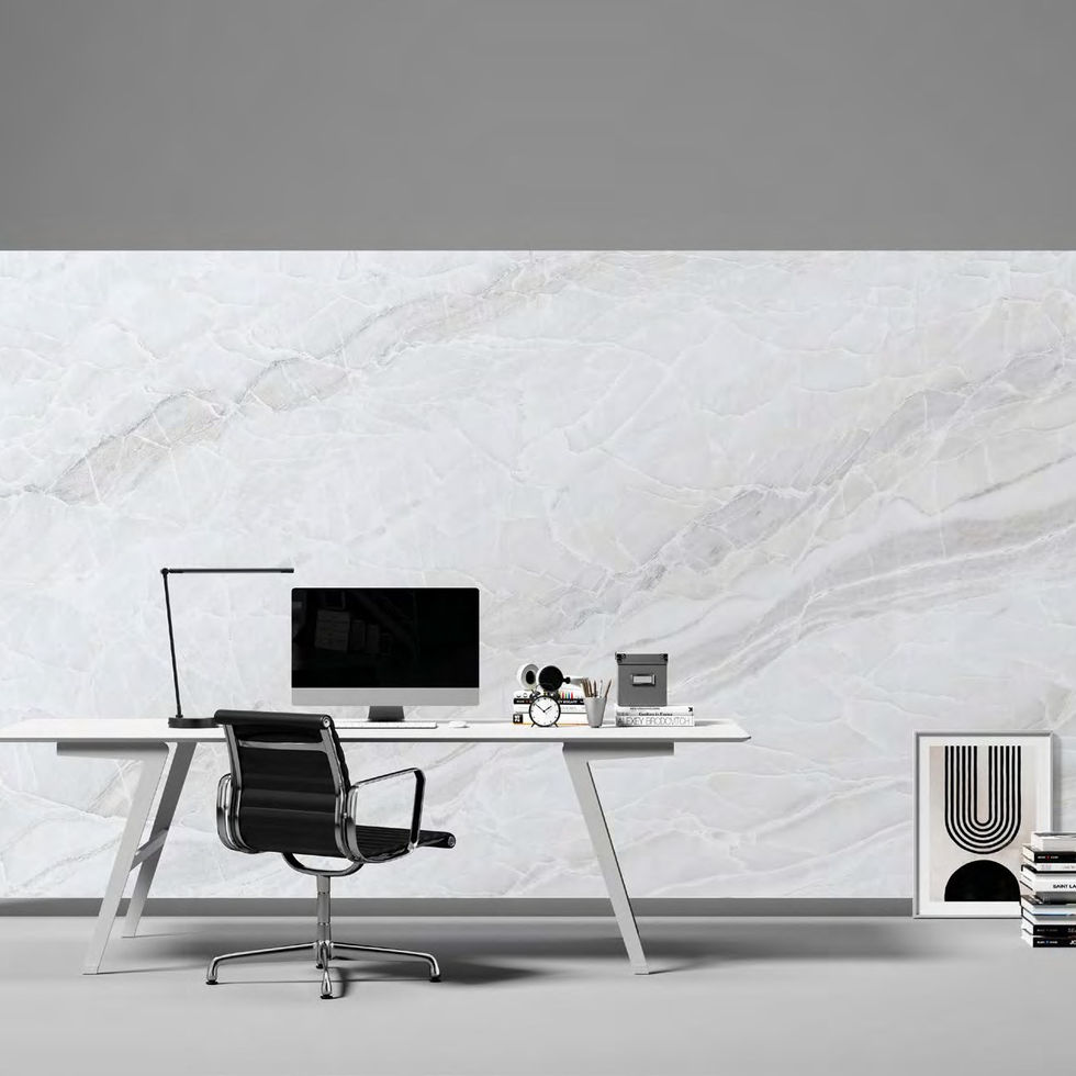 White Paradise porcelain slab – room photo