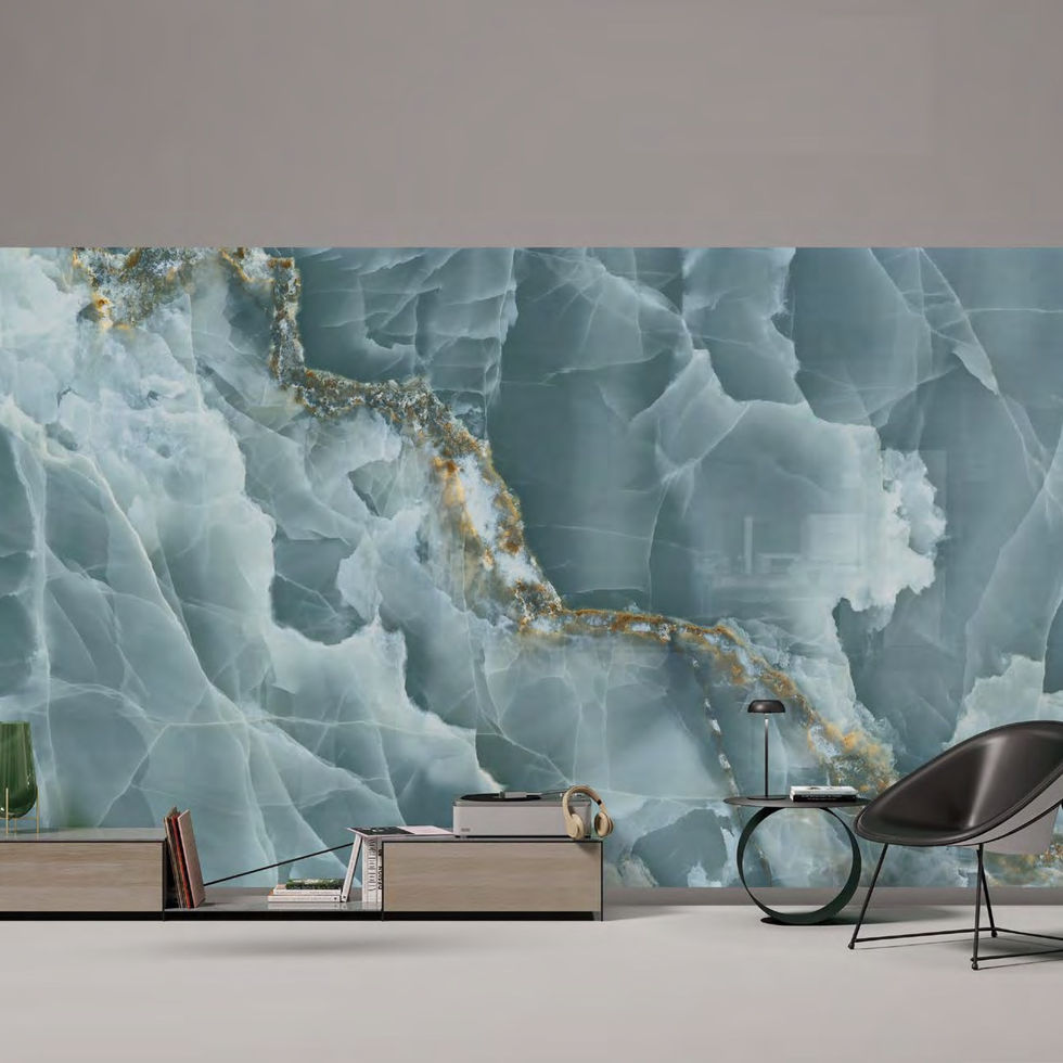 Onyx Green porcelain slab – room photo