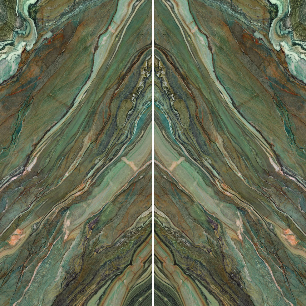 Green Majestic porcelain slab – bookmatched pair