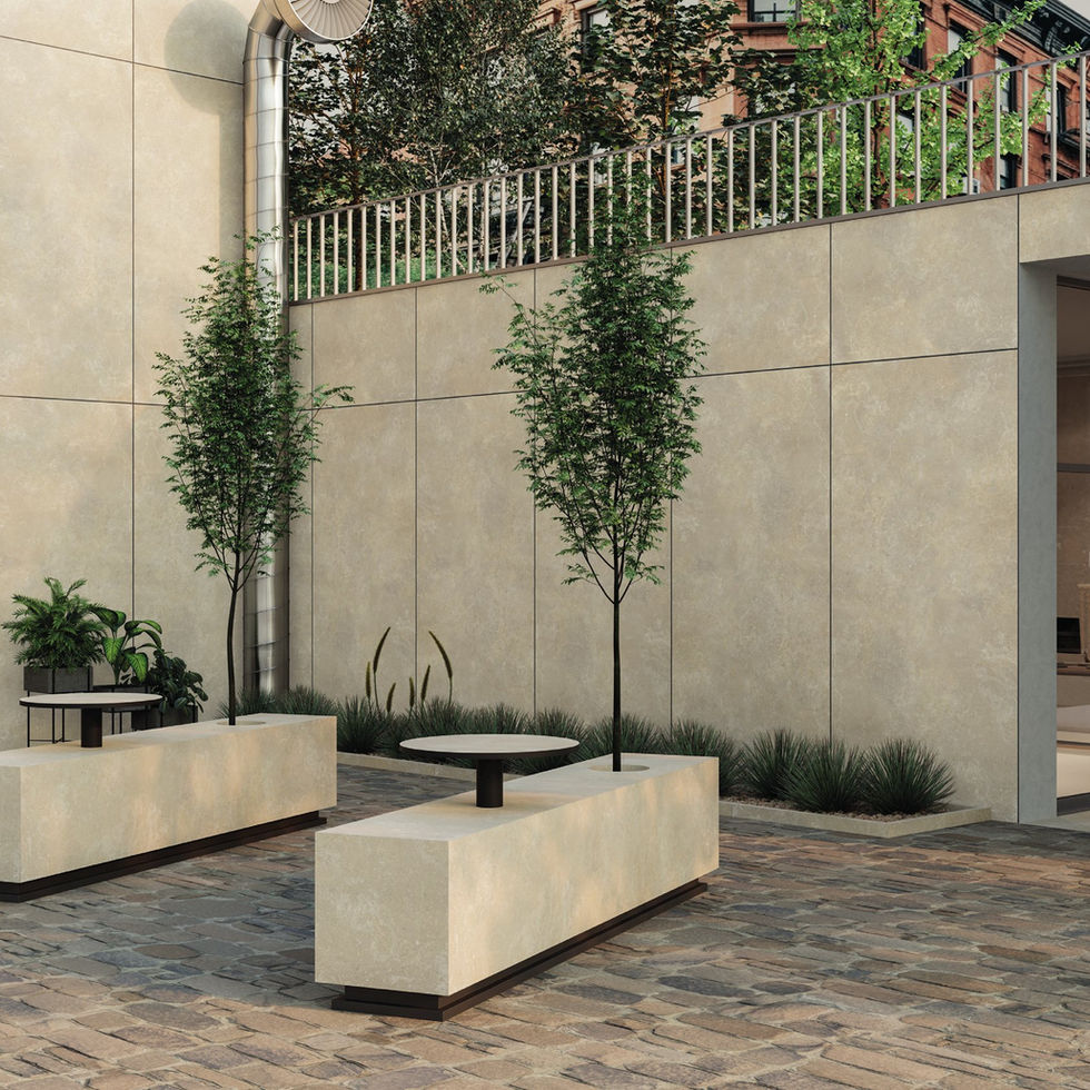 Limestone Beige porcelain slab – room photo