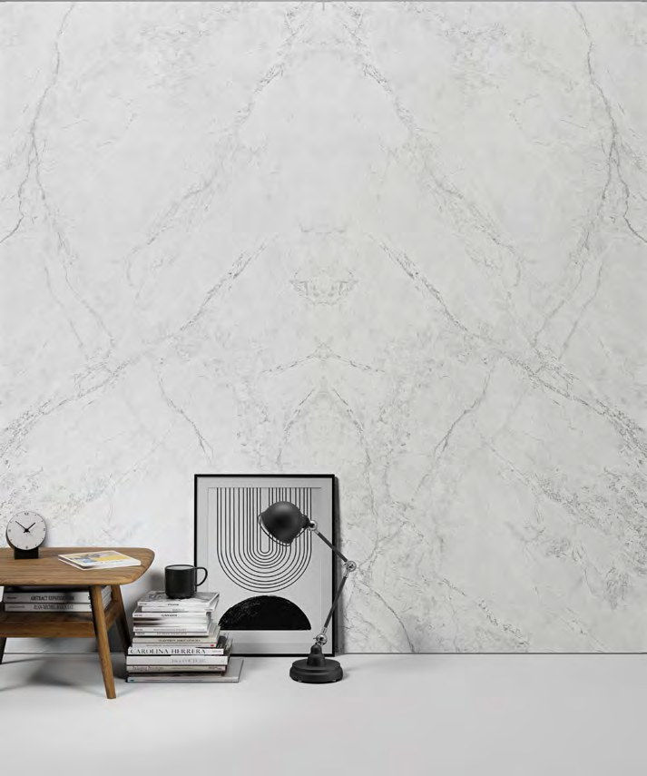 Superwhite porcelain slab – room photo
