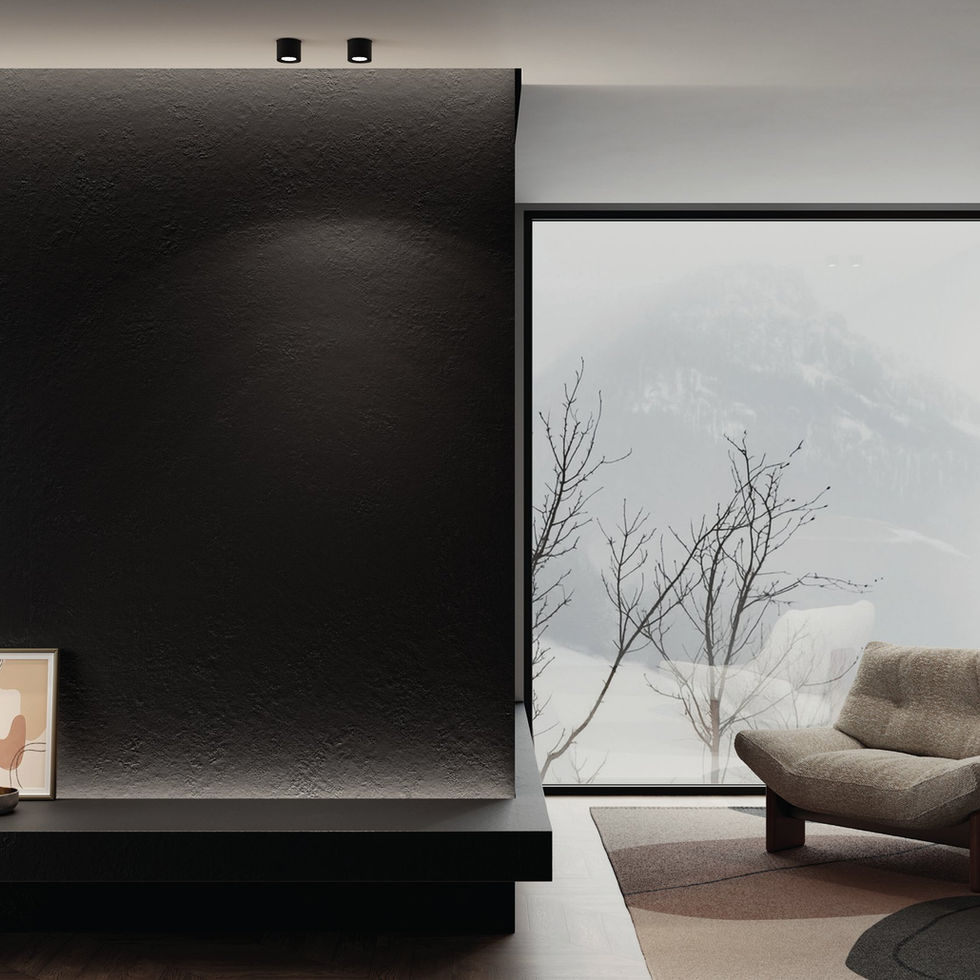 Absolute Black Structured porcelain slab – room photo