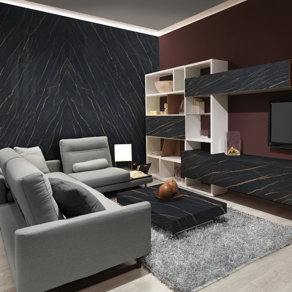 Portoro porcelain slab – room photo
