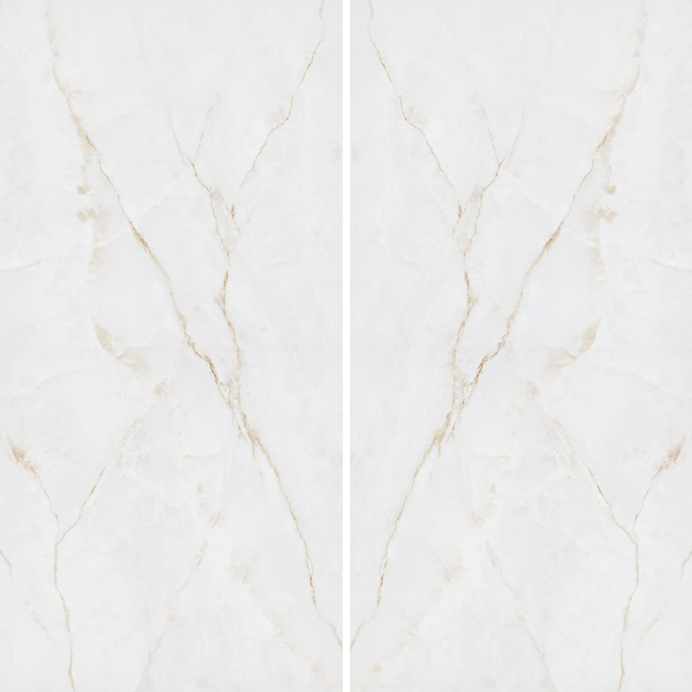 Onyx White porcelain slab – bookmatched pair