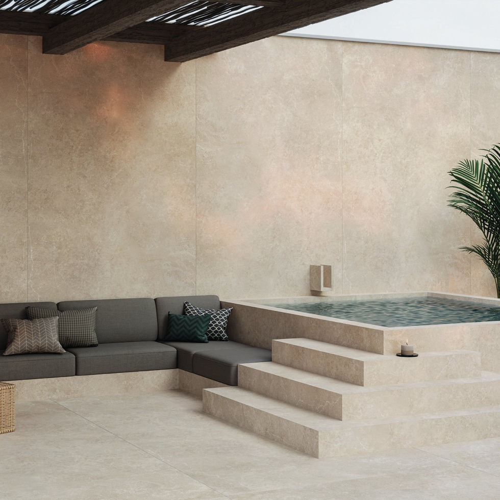 Limestone Ivory porcelain slab – room photo