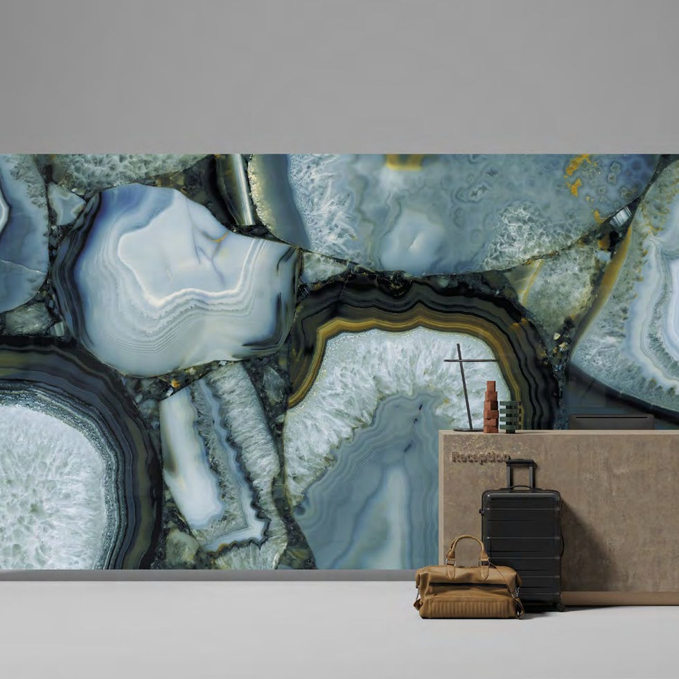 Agate Azure porcelain slab – room photo