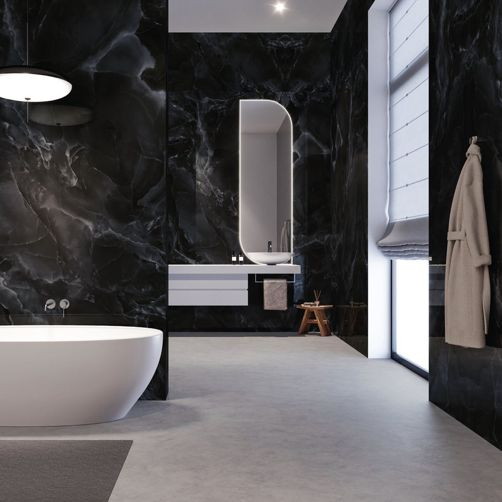 Alabastro Black porcelain slab – room photo