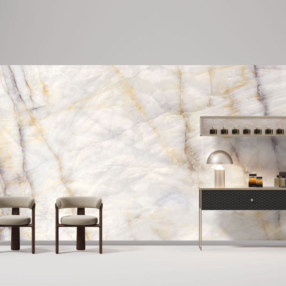 Crystal Ivory porcelain slab – room photo