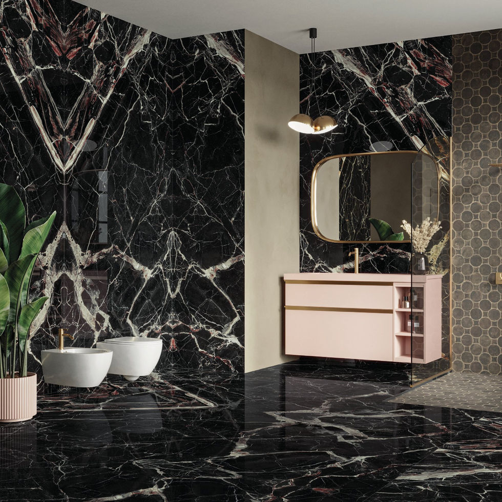 Caravaggio Gold porcelain slab – room photo