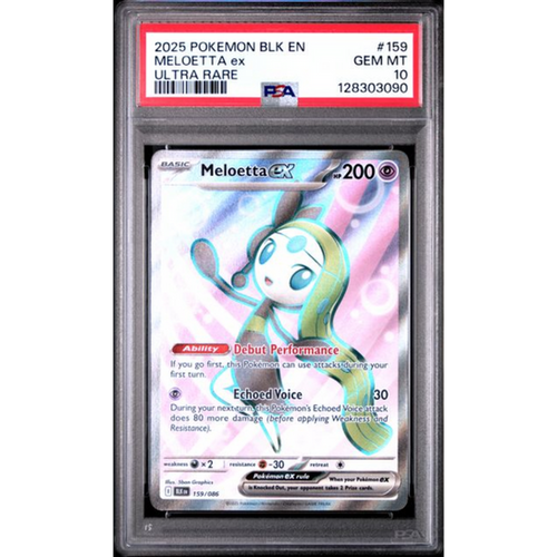 2025 POKEMON BLK EN BLACK BOLT #159 MELOETTA ex ULTRA RARE PSA10