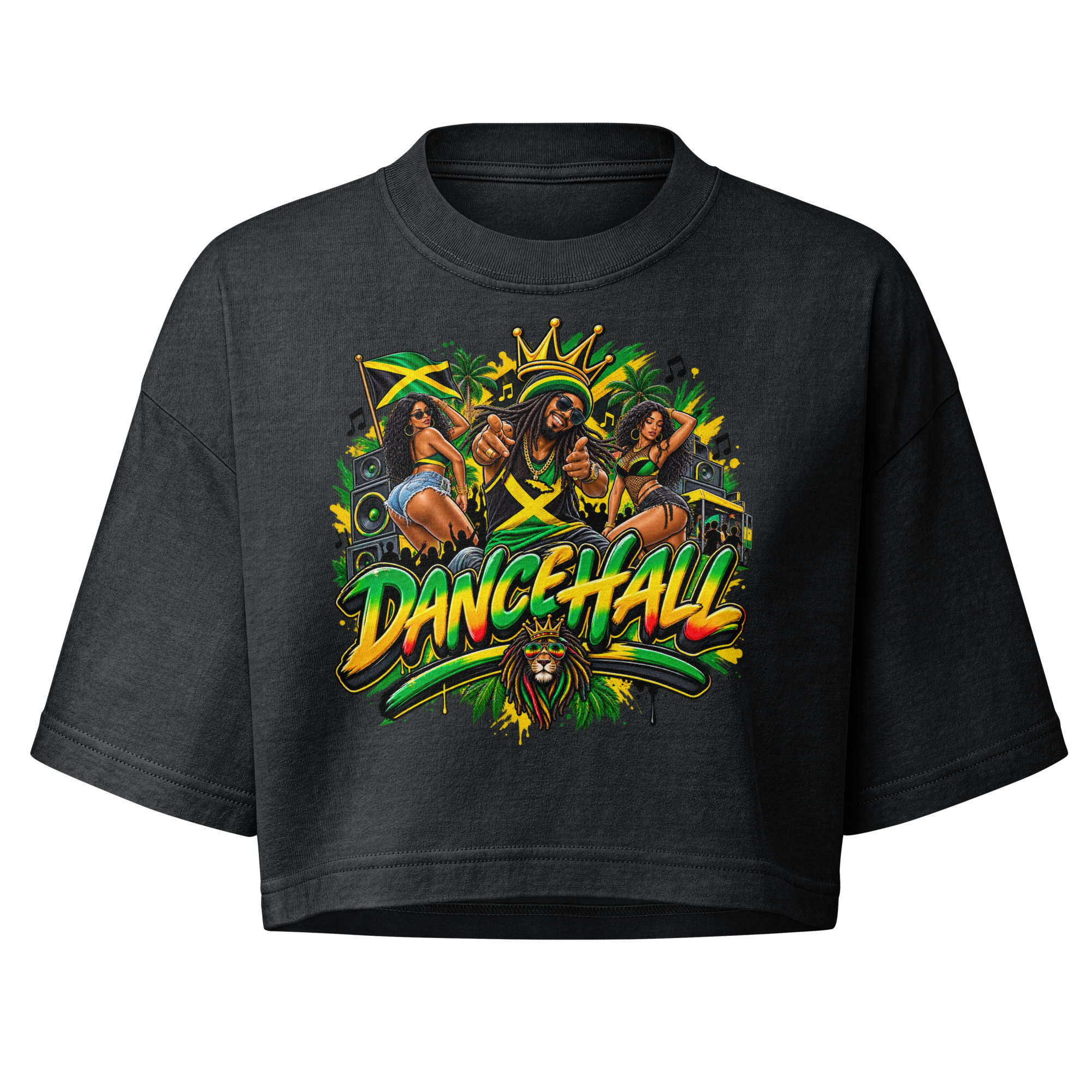 Women's Dancehall Round Neck Cropped T-Shirt