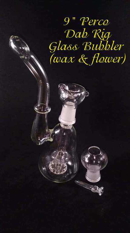 9" Perco Dab Rig Glass Bong (Wax Flower)