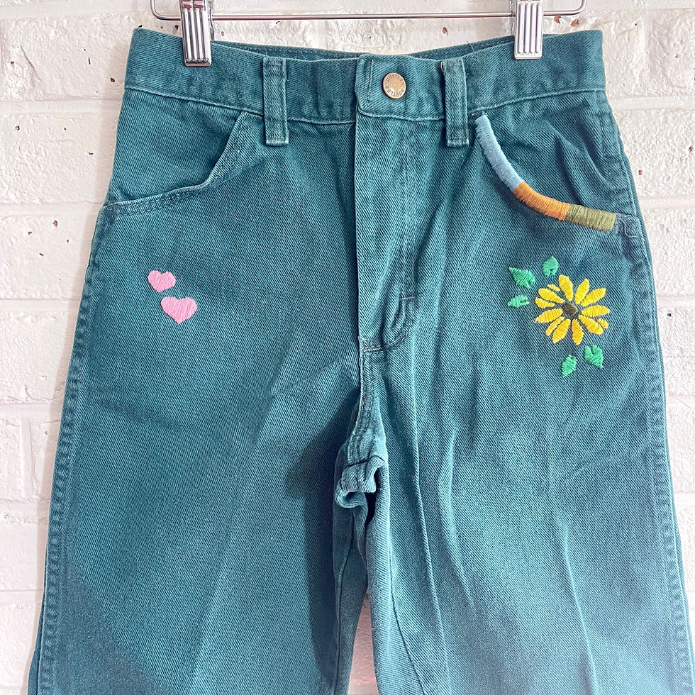 Thumbnail: Vintage Hand Embroidered Jeans