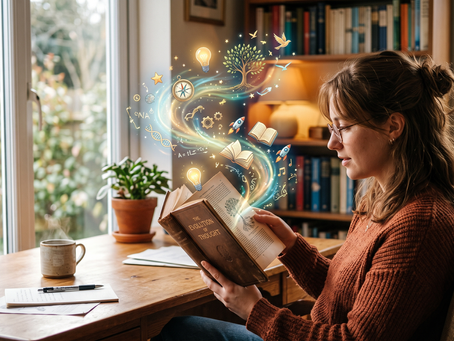 Person reading a book to gain knowledge and support personal growth
