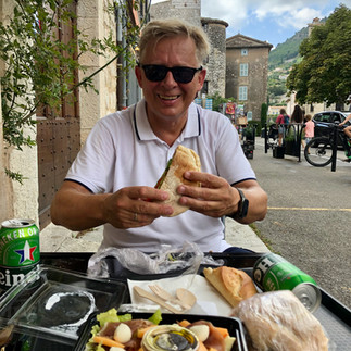 Perks of cycling - boulangerie stop in Tourettes 