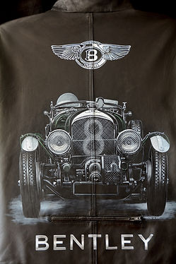 Bentley Blower leather jacket handpainted for sale Karl the Leatherman Leather Artist @artistkarl