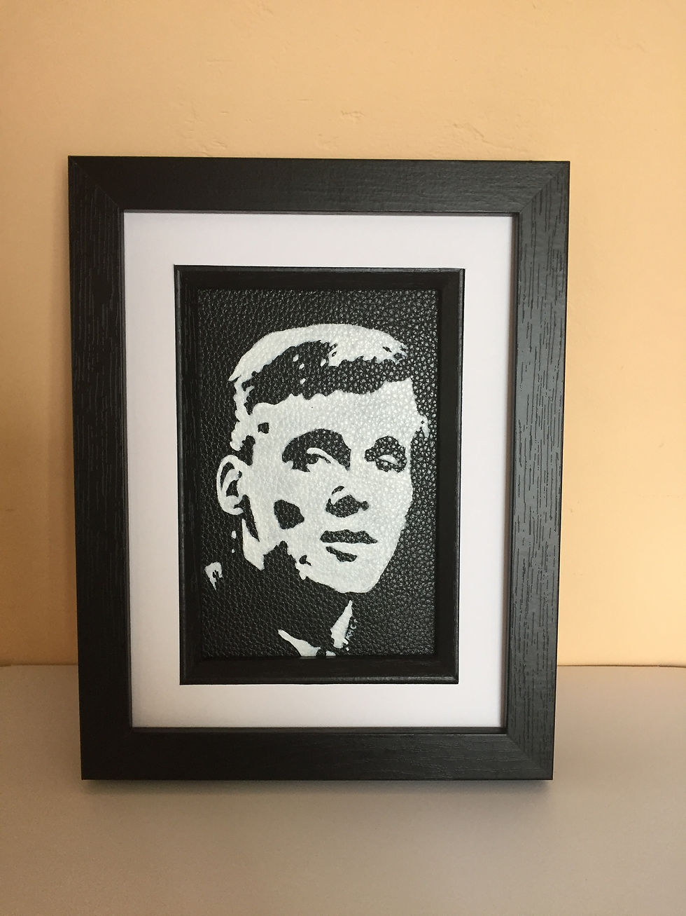 Thumbnail: Billy Fury portrait leather patch framed original art