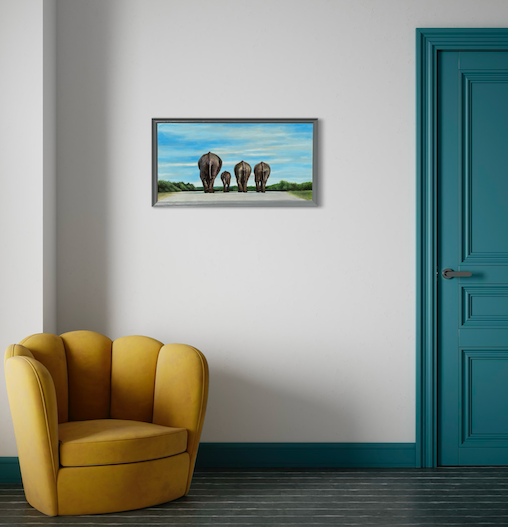 Thumbnail: serene room setting for elephant family art