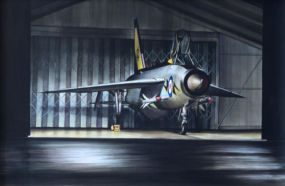 Cold War Interceptor acrylic painting framed
