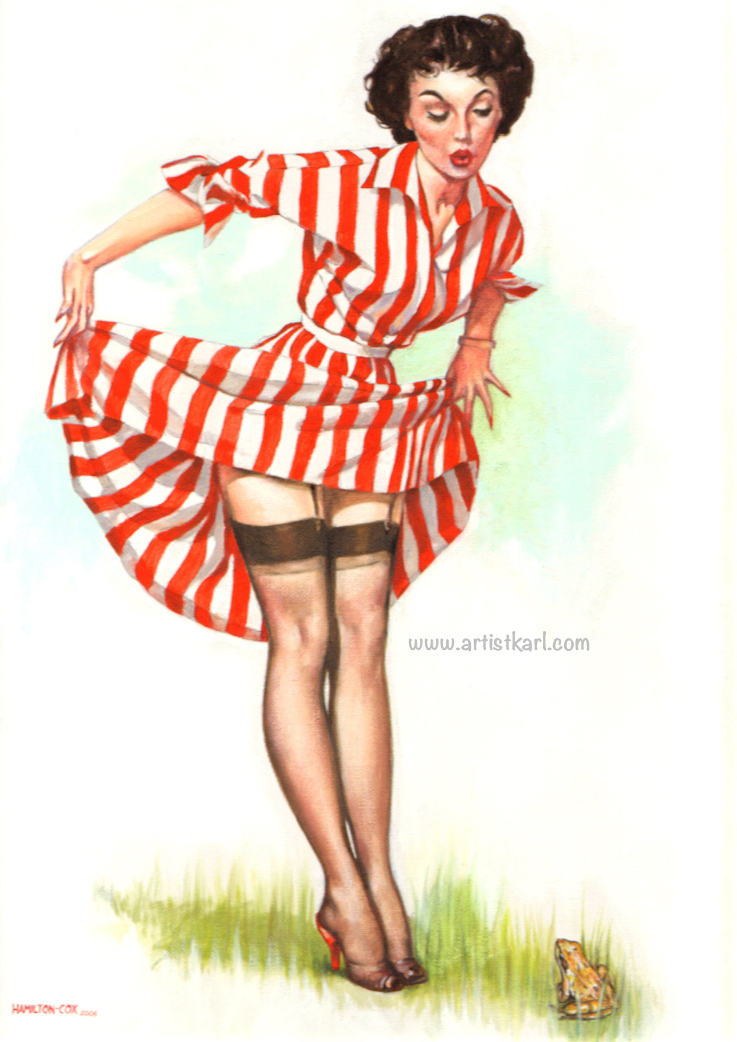 Frog Lady (based on Gil Elvgren)