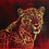 Thumbnail: Dusk leopard painted on leather box frame Artist Karl Art on Leather UK KHC