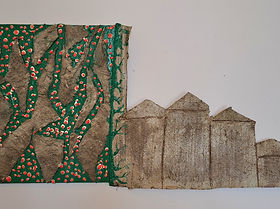cement, mixed media on wood