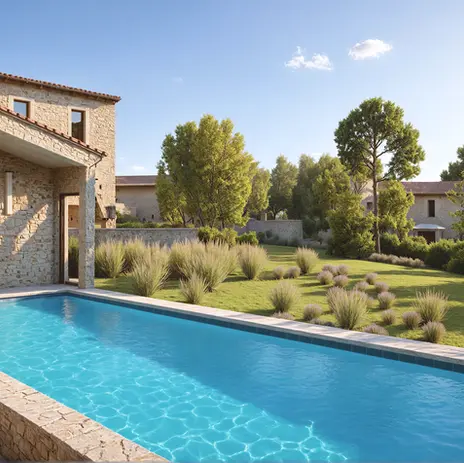 La composition de l'ensemble immobilier est conçue pour préserver l'intimité des espaces privatifs entre chaque villas. La répartition des arbres, arbustes et. massifs floraux participent activement au filtrage des vues entre elles.