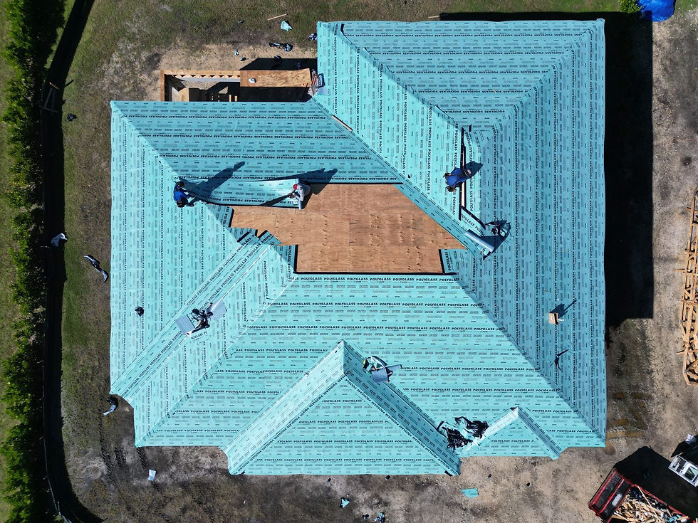 New construction standing seam metal roof dry in underlayment in Everglades City, FL — Craft Roofing | Does Craft Roofing Work With Custom Home Builders on New Construction?