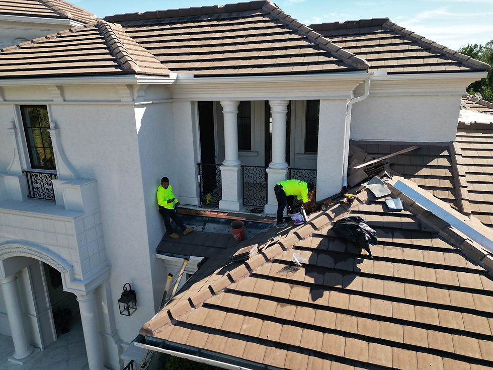 Roof repair installation progress in Port Royal, Naples, FL — Craft Roofing | Can a Roof Leak Be Repaired Without Replacing the Roof?
