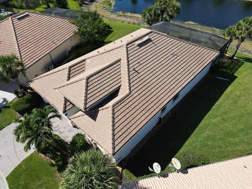 Tile reroof aerial roof photo in Naples, FL — Craft Roofing | How Much Does a Roof Replacement Cost in Naples, Florida?
