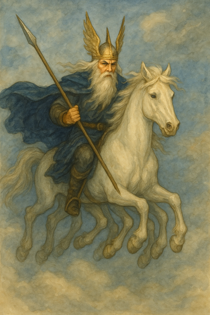 Odin riding his eight-legged horse Sleipnir