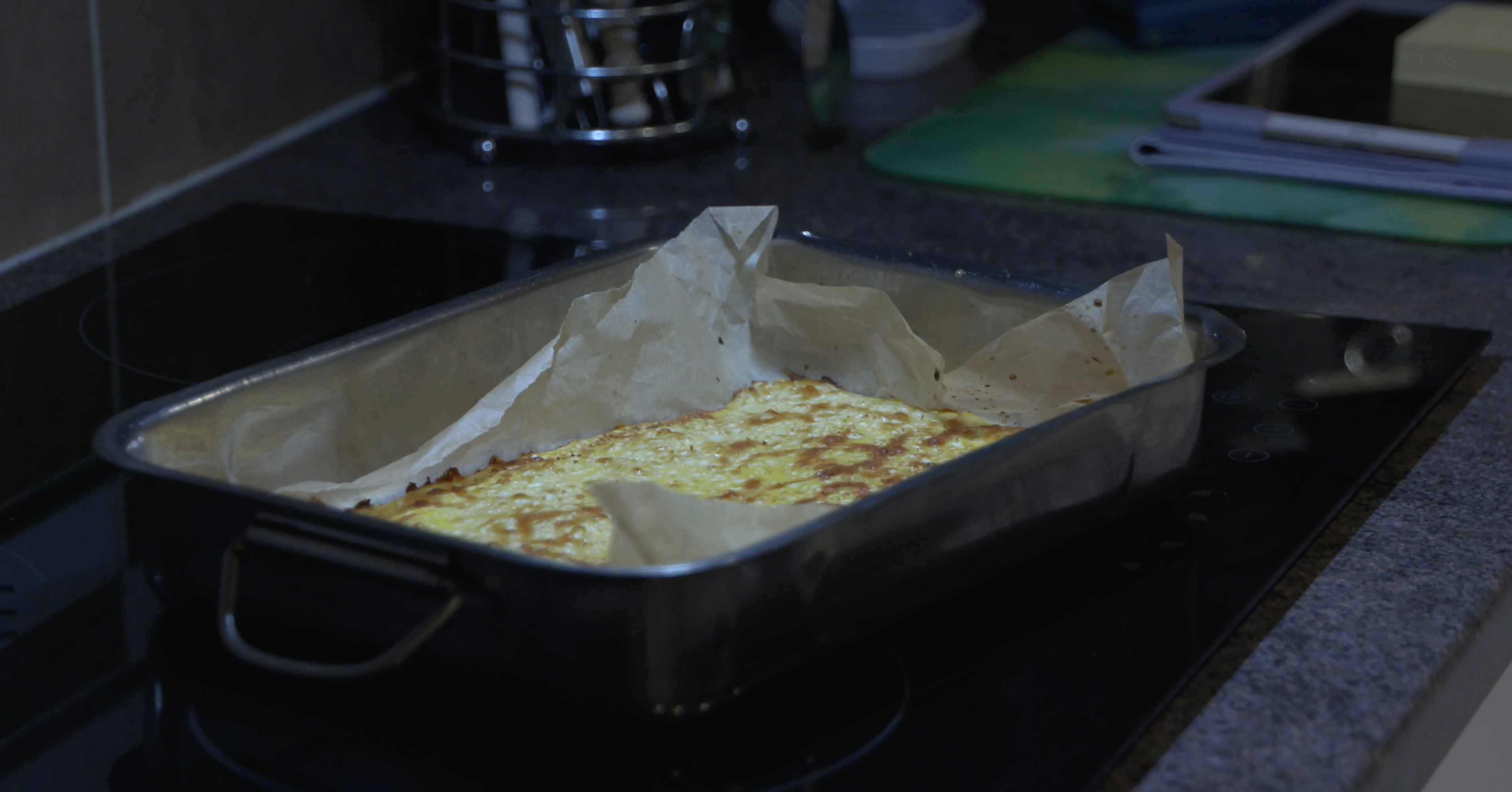 Food Prep - Homemade Pizza Base Removed from Electric Oven