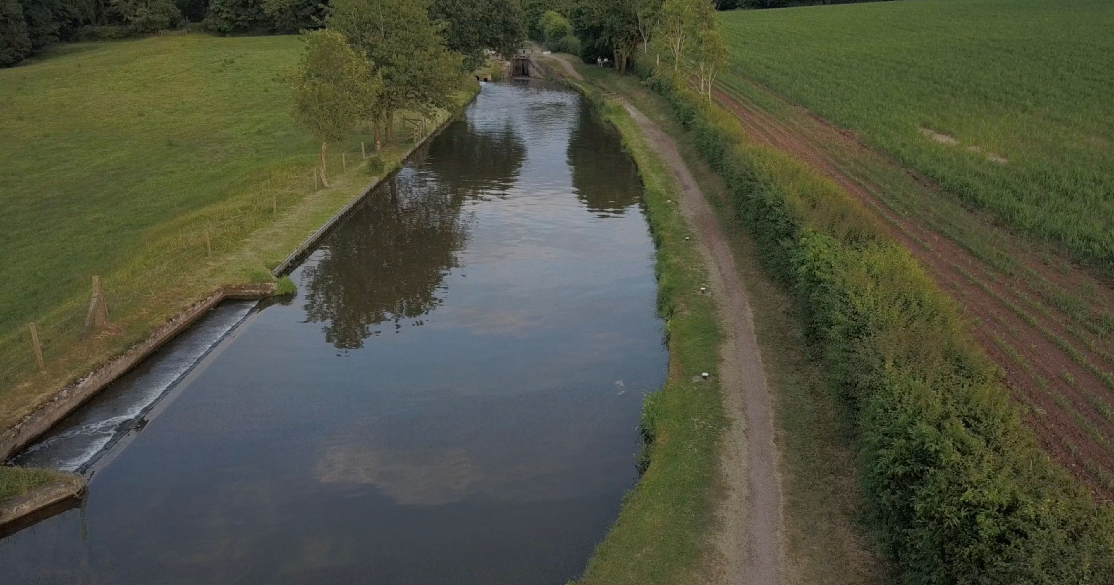 Drone over Canal Summertime 1