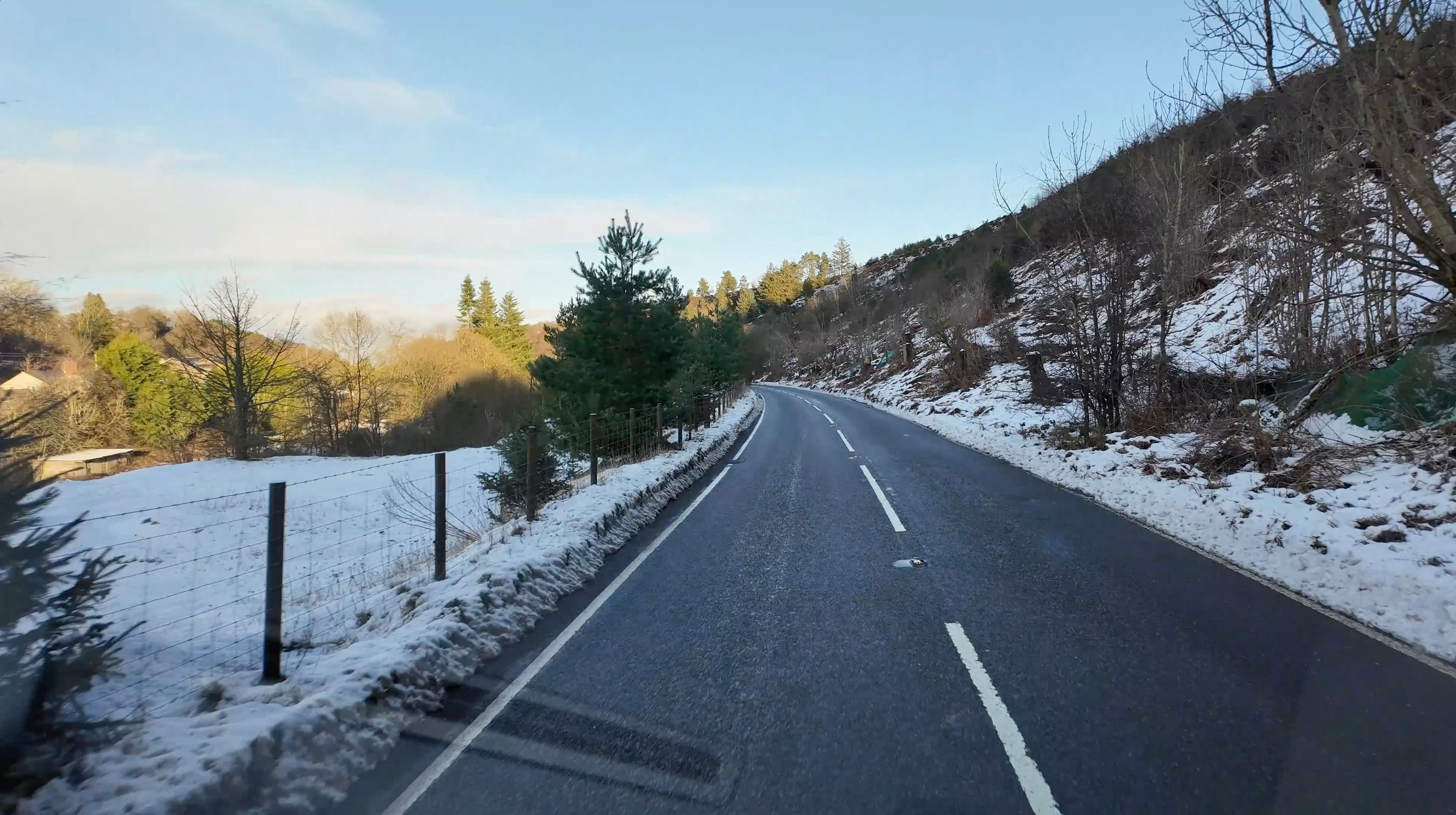 Vehicle Travel Cam - Country Road Snow