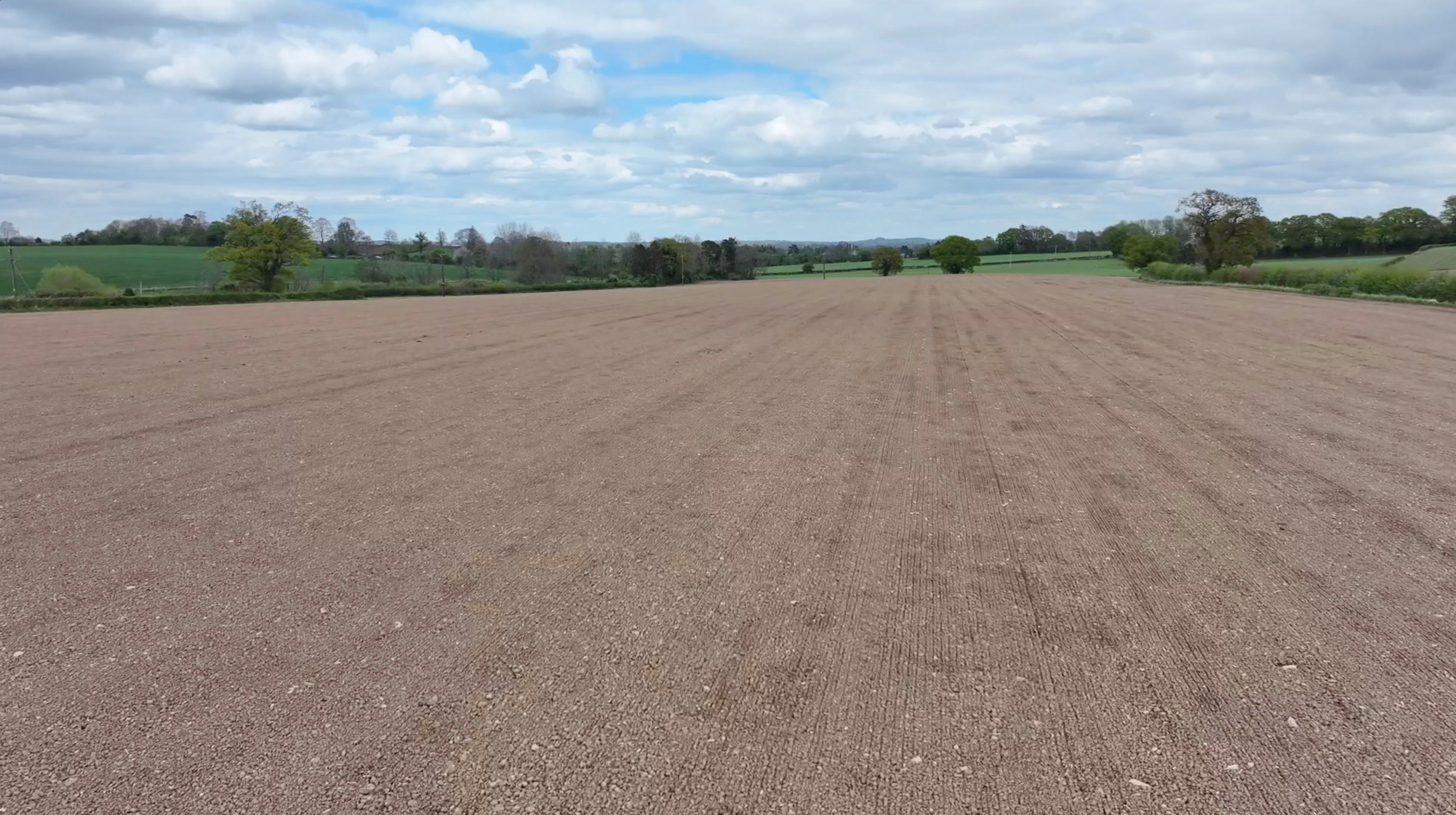 Aerial - Drone - Newly Seeded Cereal Field