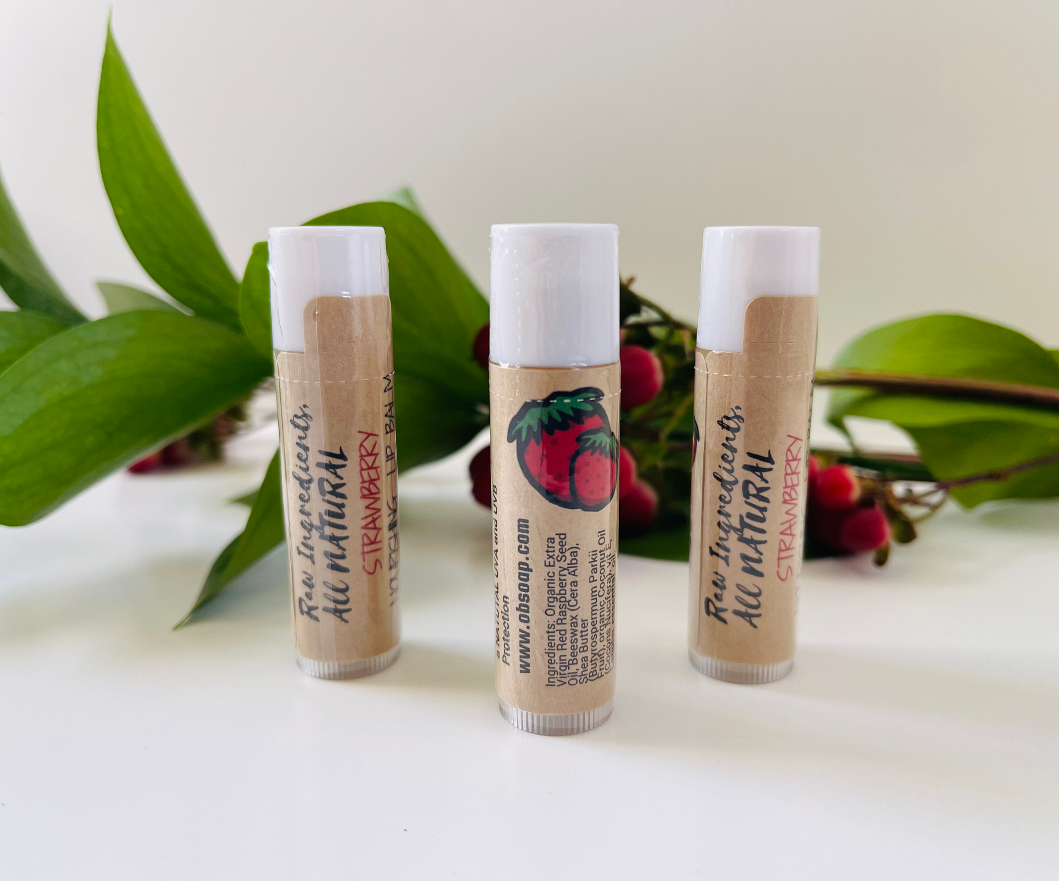 Strawberry 🍓 LIP BALM, UVA & UVB Natural Protection